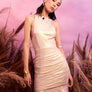 Metallic Gathered Dress Ruffle Hem