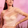 One Shoulder Organza Layer with Metallic Girdle / Organza Layer Knee Length Shorts