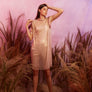 Metallic Jumpsuit with Mesh Vest