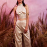 Metallic Crop Vest / Wide-Leg Trousers