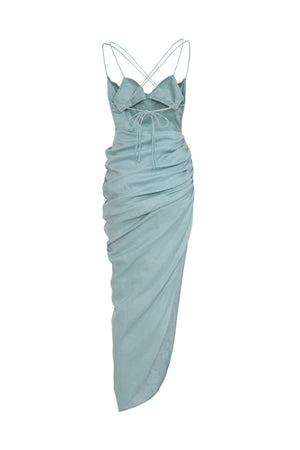 Sleeveless Cowl Neck Draped Dress with Bralette SS21
