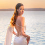 One Shoulder One Long Sleeve Silk Dress