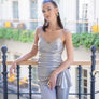Metallic Gathered Vest / Knee Length Shorts