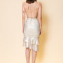 Metallic Gathered Dress Ruffle Hem