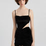 Sleeveless Cowl Neck Drawstring Dress