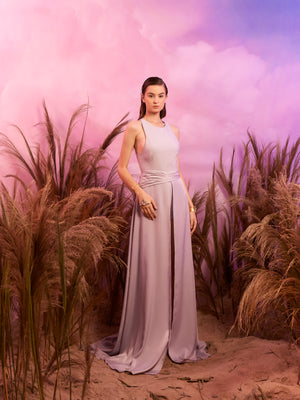 Sleeveless Jumpsuit with Detachable Long Skirt
