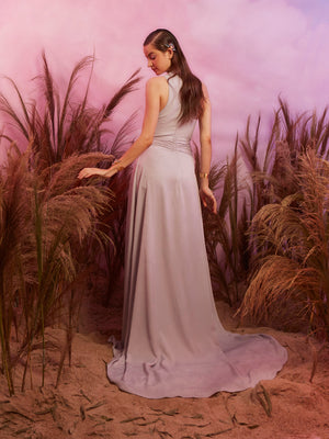 Sleeveless Jumpsuit with Detachable Long Skirt
