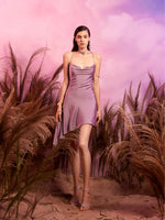 Drop Collar Asymmetric Dress