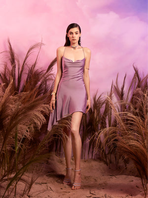 Drop Collar Asymmetric Dress