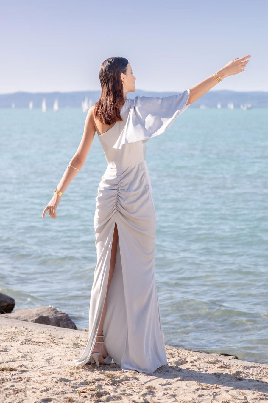 One Shoulder Dress with Girdle