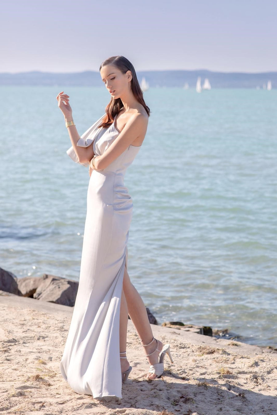One Shoulder Dress with Girdle