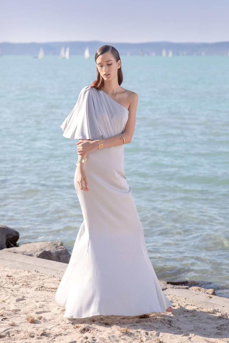 One Shoulder Dress with Girdle