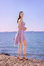 Drop Collar Asymmetric Dress