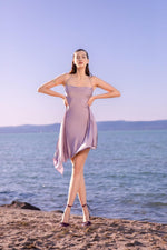 Drop Collar Asymmetric Dress
