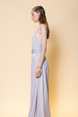 Sleeveless Jumpsuit with Detachable Long Skirt