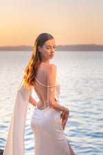 One Shoulder One Long Sleeve Silk Dress