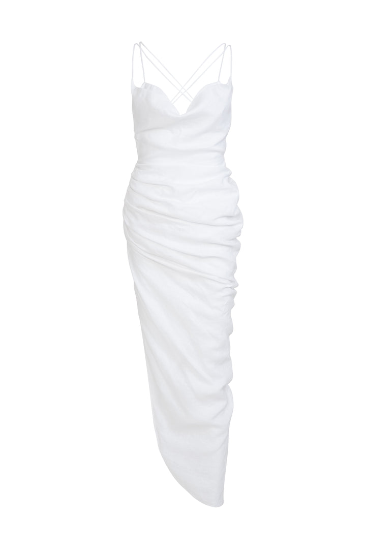 Sleeveless Cowl Neck Draped Dress with Bralette SS21