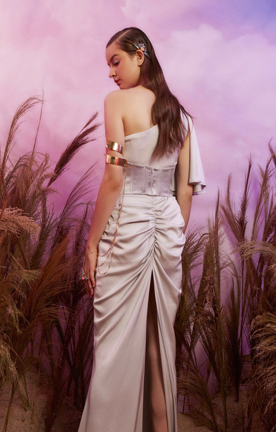 One Shoulder Dress with Girdle