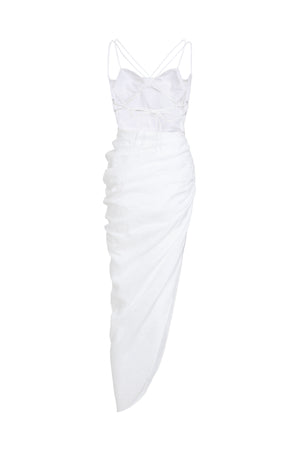 Sleeveless Cowl Neck Draped Dress with Bralette SS21