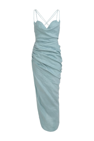 Sleeveless Cowl Neck Draped Dress with Bralette SS21