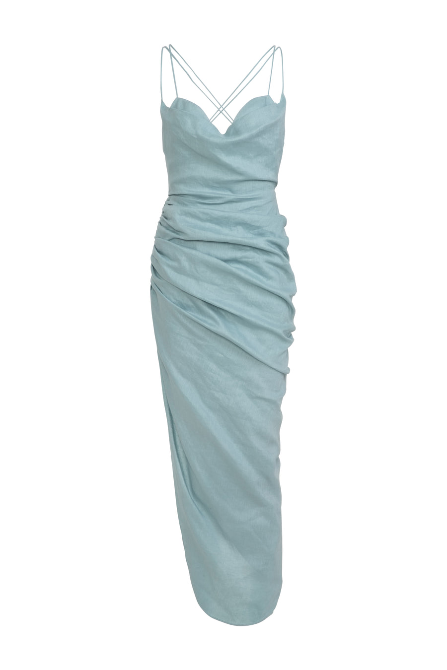 Sleeveless Cowl Neck Draped Dress with Bralette SS21