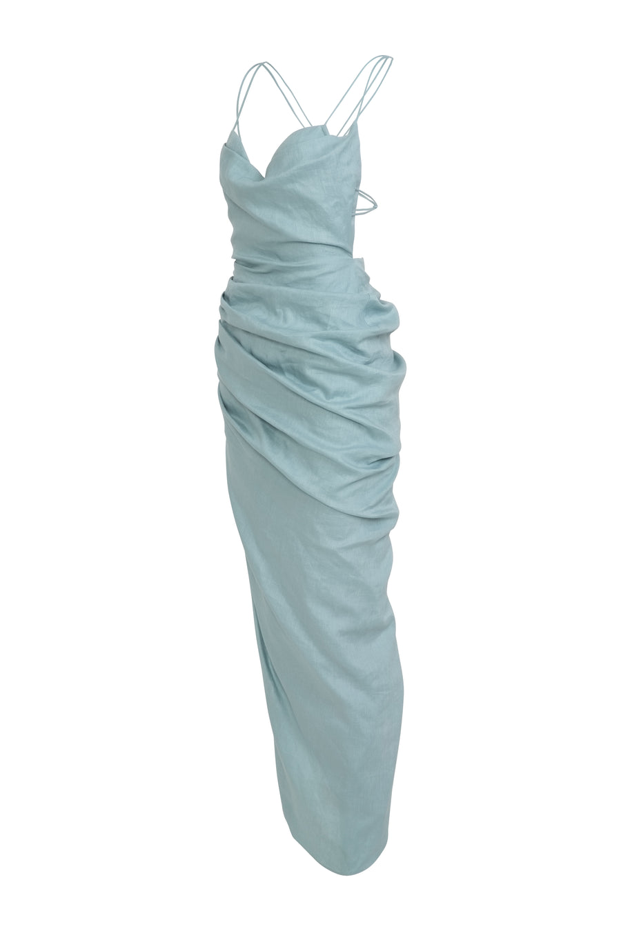 Sleeveless Cowl Neck Draped Dress with Bralette SS21