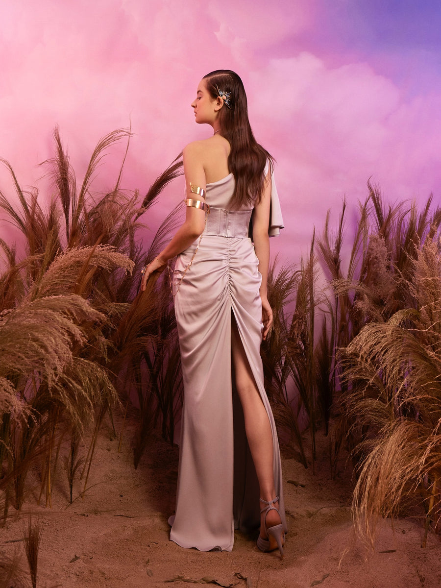 One Shoulder Dress with Girdle