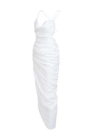 Sleeveless Cowl Neck Draped Dress with Bralette SS21