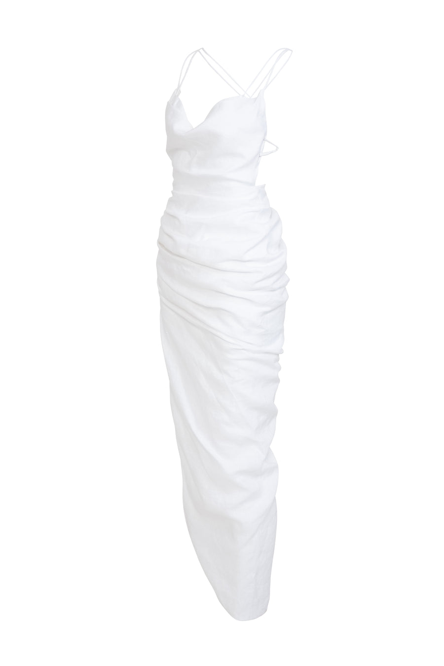 Sleeveless Cowl Neck Draped Dress with Bralette SS21