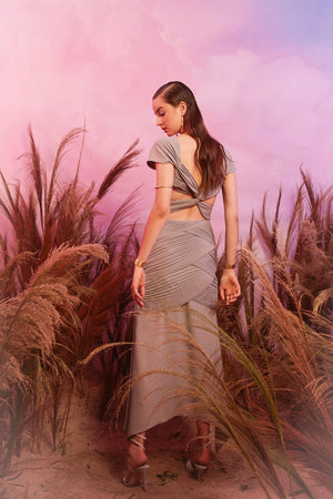 Ring Detail Pleated Dress