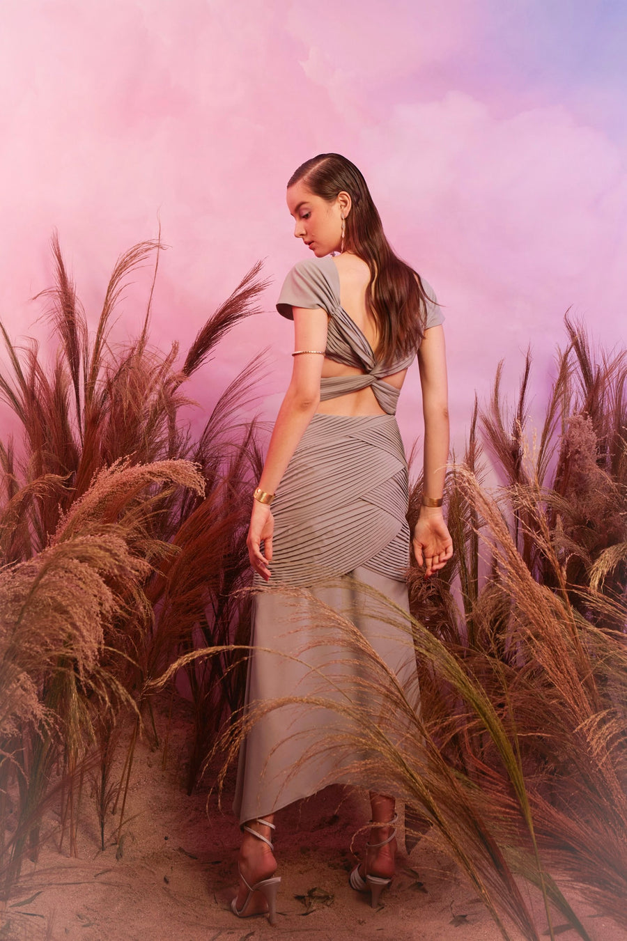 Ring Detail Pleated Dress